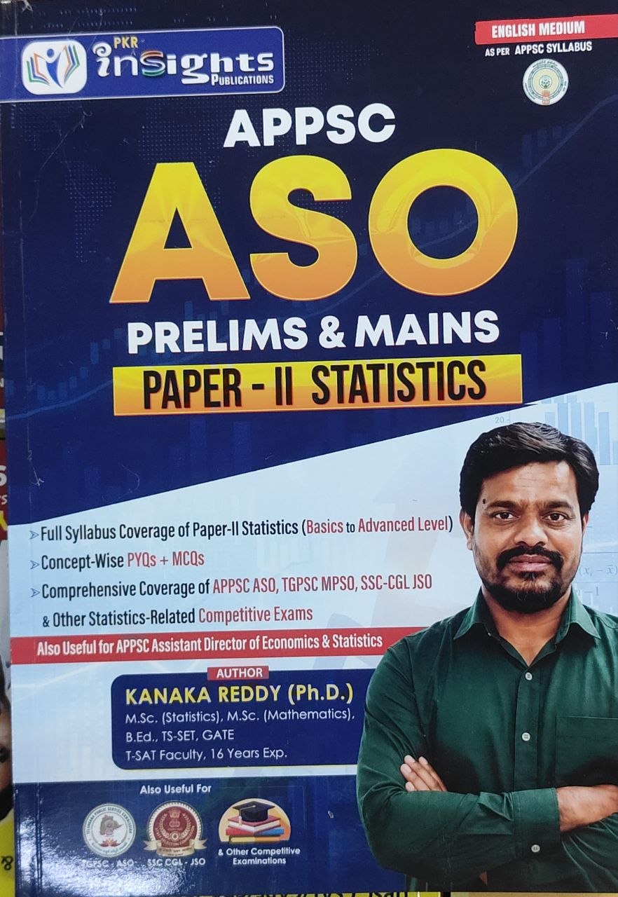 (E/M)APPSC INSIGHTS PUBLICATIONS KANAKAREDDY ASSISTANT STATISTICAL OFFICER BOOK STATISTICS